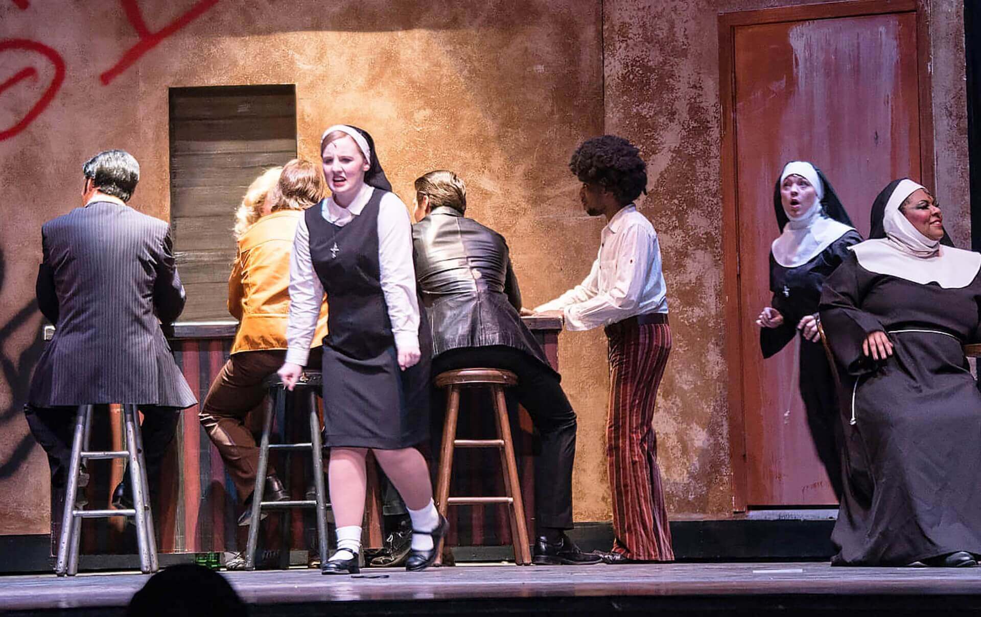 Eddie cop officer uniform - tear away - I could be that guy - Sister Act Costume Rental pictures - Stagecraft Theatrical